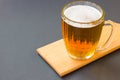 Glass mugs of beer on black background Royalty Free Stock Photo
