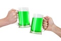 Glass mugs with green beer Royalty Free Stock Photo