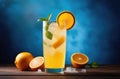 fresh summer cocktail with ice, refreshing drink, detox water, fruit cocktail, beach bar Royalty Free Stock Photo