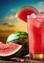 fresh summer cocktail with ice, refreshing berry drink, fruit cocktail, detox water, Royalty Free Stock Photo