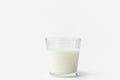 Glass of non-diary animal-free plant based milk on white kitchen table wall background. Healthy lifestyle vegan diet