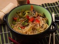 Glass noodles with vegetables in Asian style close-up Royalty Free Stock Photo