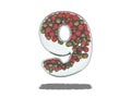 Glass Number With Red and Gold Spheres. Royalty Free Stock Photo