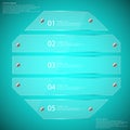 Glass octagon divided to five parts infographic template on blue