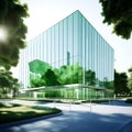 glass office building in a green city - a modern and sustainable architectural vision Royalty Free Stock Photo