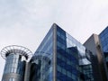 Glass office building parapet area, glass facade & features Royalty Free Stock Photo