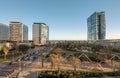 Glass office buildings in Diagonal Mar area in Barcelona Royalty Free Stock Photo