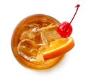 Glass of Old fashioned cocktail