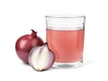 Glass of onion syrup and fresh ingredient