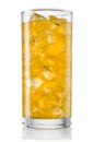 Glass of orange carbonated lemonade fanta. With clipping path