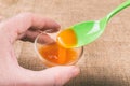 Glass of orange jelly made of Psyllium mucilage Royalty Free Stock Photo