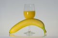 Glass of orange juice and banan Royalty Free Stock Photo