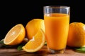 Glass of orange juice with fresh fruits Royalty Free Stock Photo