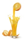 A glass of orange juice. Fresh juice from a slice of orange Royalty Free Stock Photo