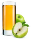 Glass of apple juice with fruit isolated on white Royalty Free Stock Photo