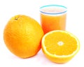 Glass of orange juice and a half of fruit isolated Royalty Free Stock Photo