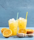 Glass of orange juice with ice cubes Royalty Free Stock Photo