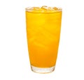 A glass of orange juice with ice isolated on white background with clipping path Royalty Free Stock Photo