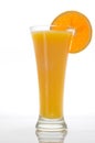 Glass of orange juice with slice Royalty Free Stock Photo