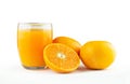 A glass of orange juice and a slice of orange Royalty Free Stock Photo