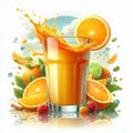 glass with orange juice with orange juice splash isolated on white background Royalty Free Stock Photo