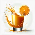 glass with orange juice with orange juice splash isolated on white background Royalty Free Stock Photo