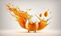 a glass of orange juice with splashes of orange juice Royalty Free Stock Photo