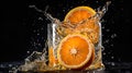 A glass of orange juice with splashes of water Royalty Free Stock Photo