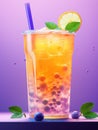 a glass of orange juice with a straw and lemons Royalty Free Stock Photo