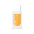 Glass of orange juice with a straw- vector illustration