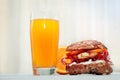 Orange juice and stuffed bun-Chrono diet