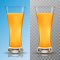 Glass with Orange juice. Tall glass with beverage. Tropical fruit organic drink. Healthy diet and clean eating. Vegan Royalty Free Stock Photo