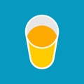 Glass orange juice top view isolated. Vector illustration