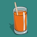 Glass of orange juice vector cartoon food icon. Family and healthy breakfast Royalty Free Stock Photo