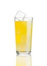 Glass of orange soda drink cold with ice cubes Royalty Free Stock Photo