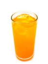 Glass of orange soda with ice on white background Royalty Free Stock Photo