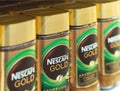 glass packings of the Nescafe Gold instant coffee by Nestle corp