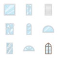 Glass painting icons set, cartoon style Royalty Free Stock Photo