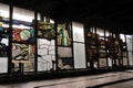 Glass paintings of the Former cafe "Pripyat" in Ukraine