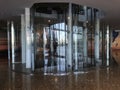 Glass paneled panoramic Passenger lift Elevators in the Ground level with necessary protection glass partitions with luna landing