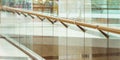 Glass partitions with wooden railings Royalty Free Stock Photo