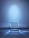 Glass pedestal on dark blue background