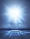 Glass pedestal on dark blue background