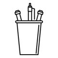 Glass pencils icon, outline style