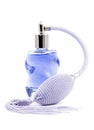 Glass perfume bottle with pump. Royalty Free Stock Photo