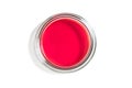 Glass petri dish with red liquid isolated on a white background Royalty Free Stock Photo