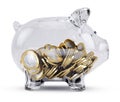 Glass Piggy bank with money Royalty Free Stock Photo