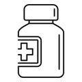 Glass pill jar icon, outline style