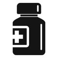 Glass pill jar icon, simple style