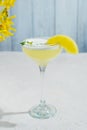 Glass of pineapple daiquiri sour summer alcoholic cocktail. Royalty Free Stock Photo